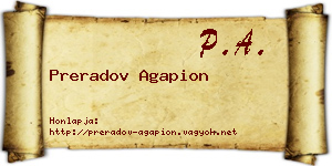 Preradov Agapion névjegykártya
